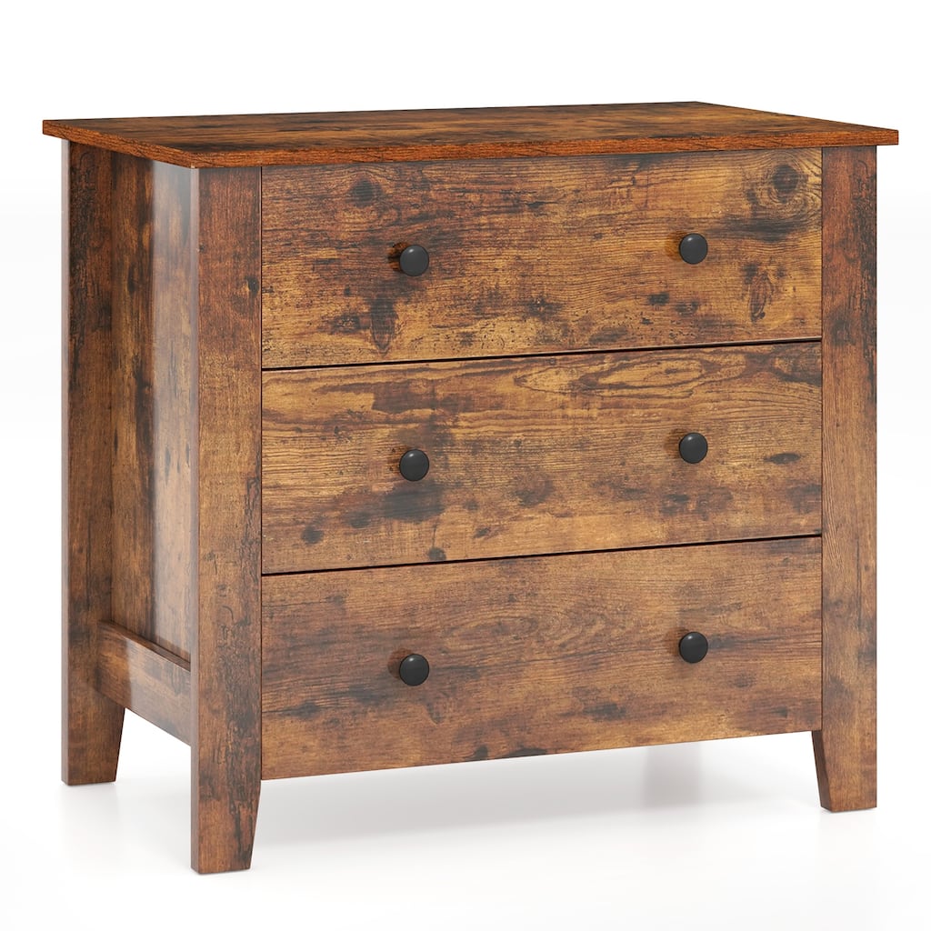 Gymax 3-Drawer Dresser 28.5'' Wide Chest of Drawers Modern Large