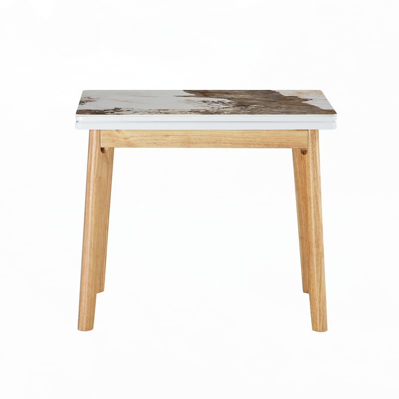 sintered stone tabletop with wooden legs
