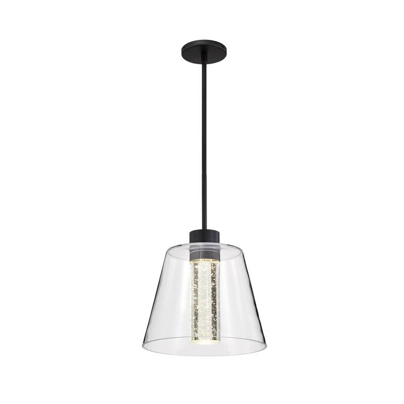 Aura 12 Inch LED Pendant Matte Black K9 Bubble Crystal 3000K CCT - Matte Black