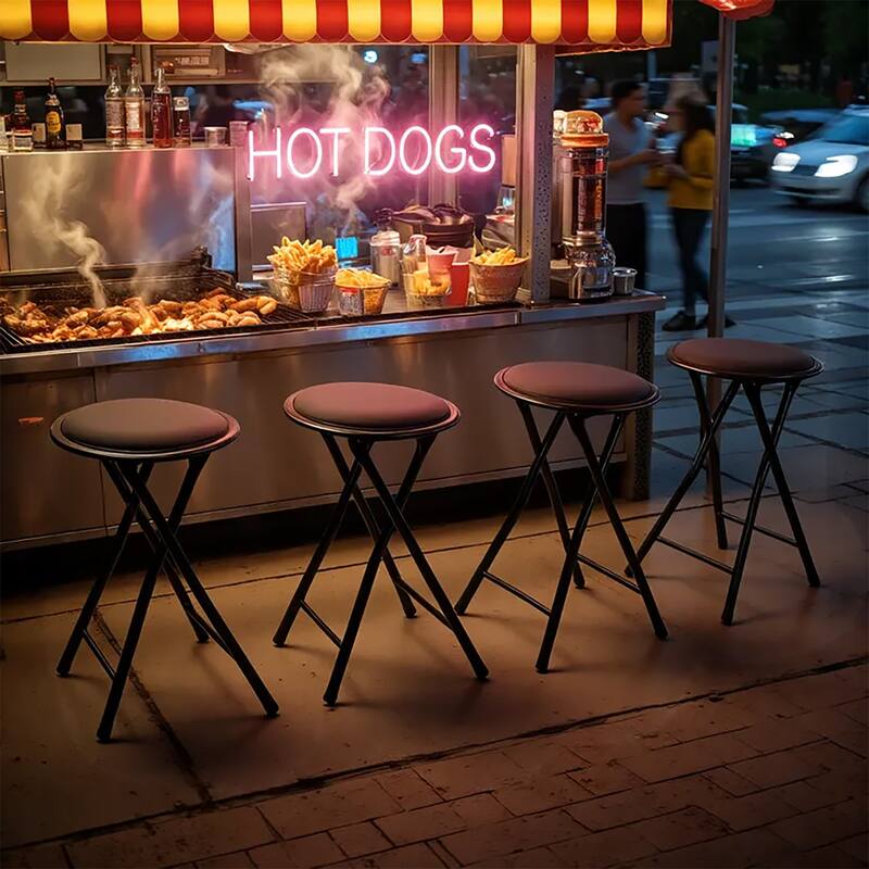 Homy Casa Set 2/4 Black Metal Folding Stools Portable Home & Events