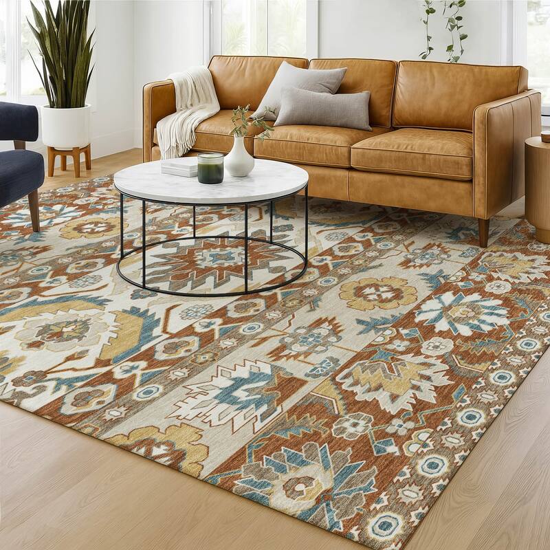 Machine Washable Indoor/ Outdoor Traditional Aspen Chantille Rug