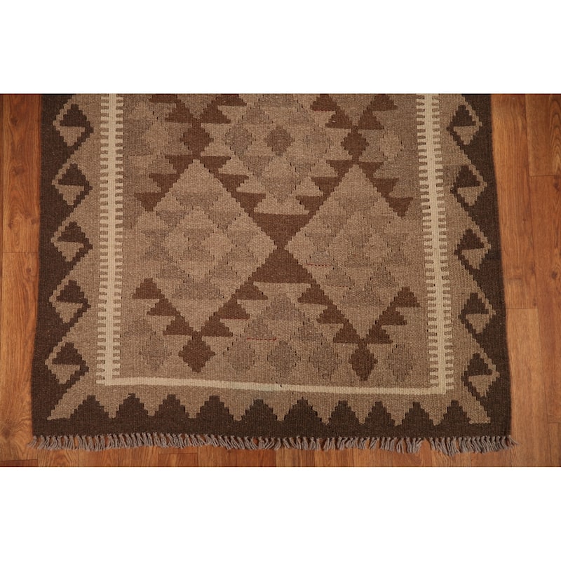 Reversible Kilim Rug Hand-woven Wool Foyer Carpet - 3'3" x 5'0"