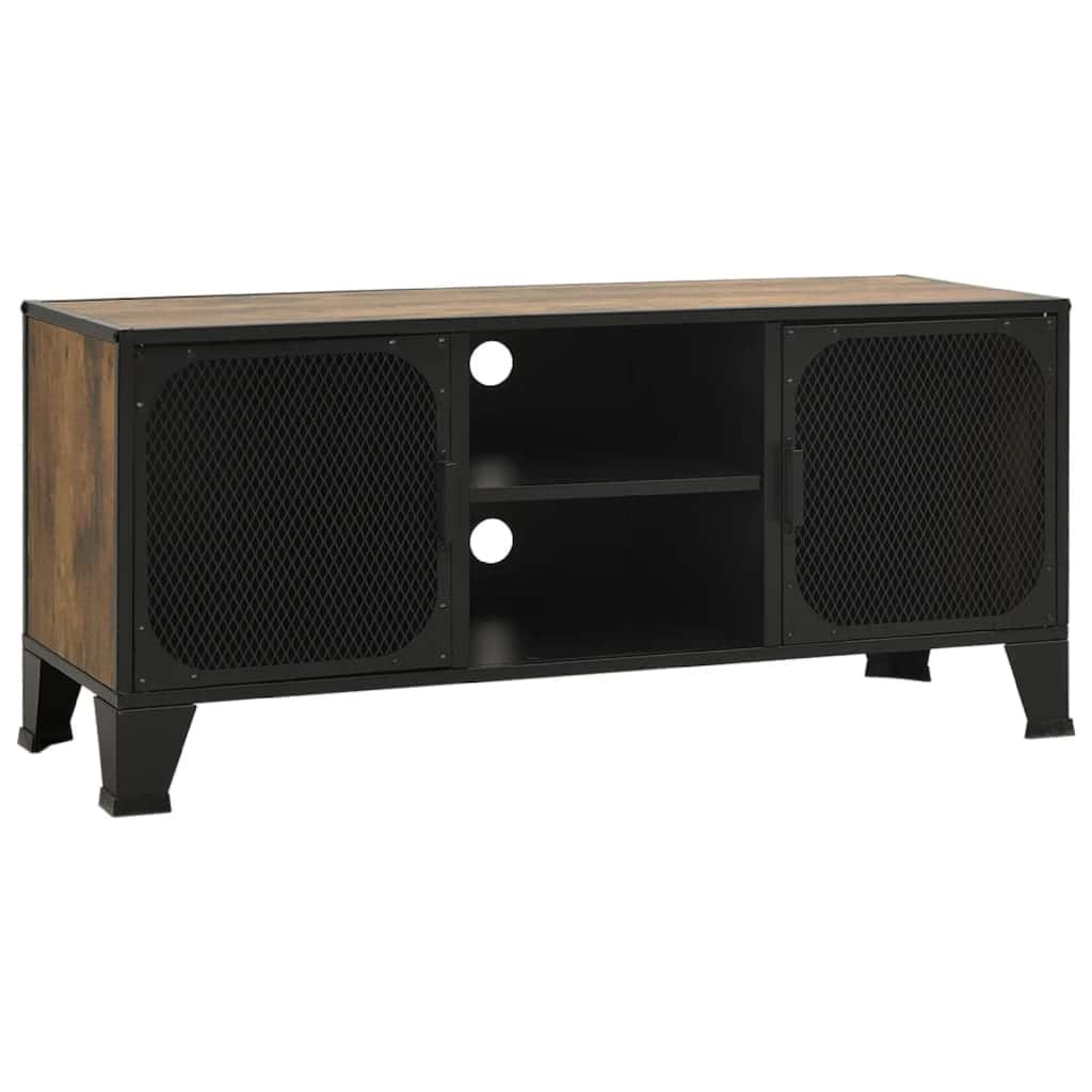 Andy TV Stand Media Cabinet, 2 Doors, 1 Shelf, 41 Inch Brown and Black