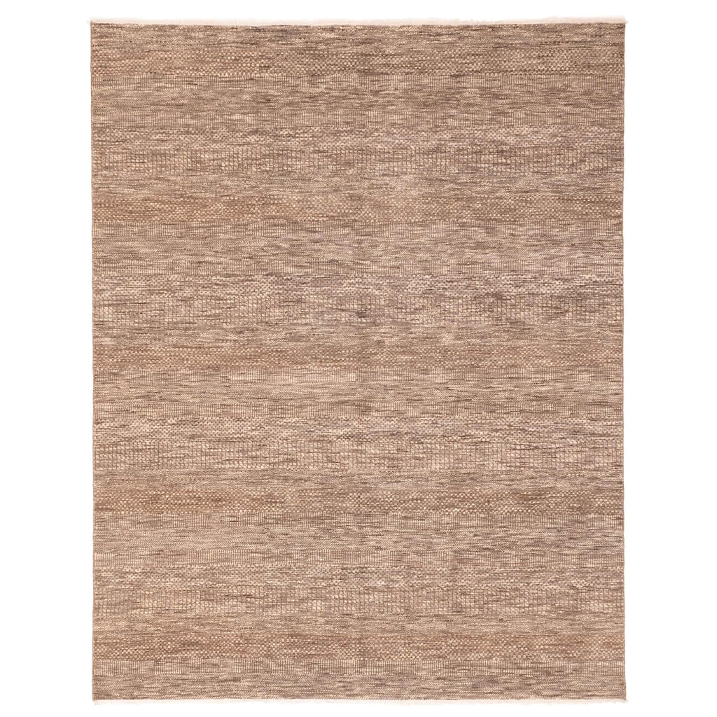 ECARPETGALLERY Hand-knotted Finest Silk Shadow Brown, Taupe Wool Rug - 7'10 x 10'0