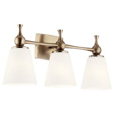 Kichler Lighting Cosabella 24 in. 3-Light Champagne Bronze Vanity Light with Satin Etched Cased Opal Glass