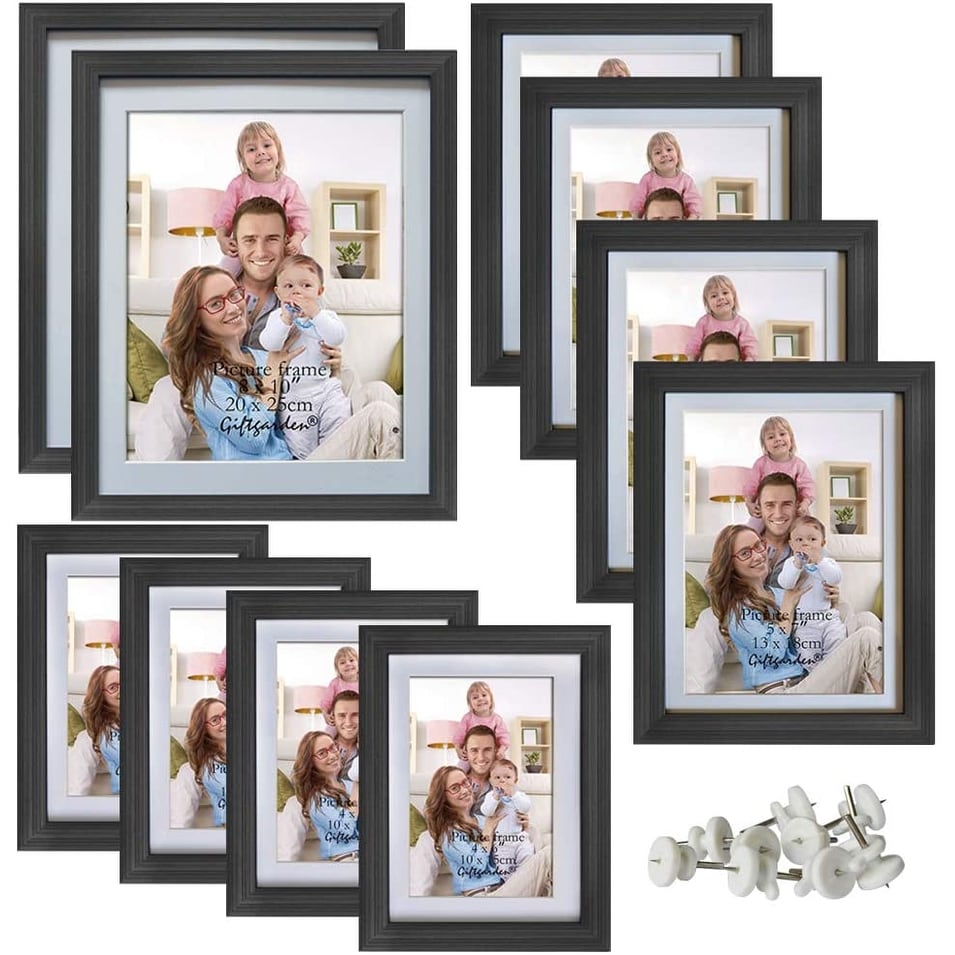 5x7 and 4x6 Picture Frame Set Triple Photo Solid Wood Foldable Tabletop Frames 