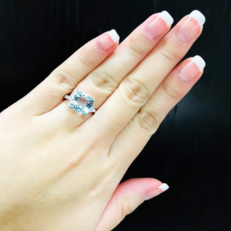 Auriya 3 1/8ct Fancy Cushion Aquamarine and Diamond Engagement Ring 1/4ctw 14k Gold