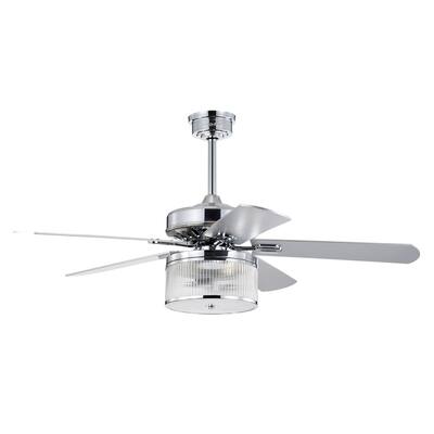 Elvira 52 Inch Chrome Polished and Matte Black Finish Ceiling Fan with Remote