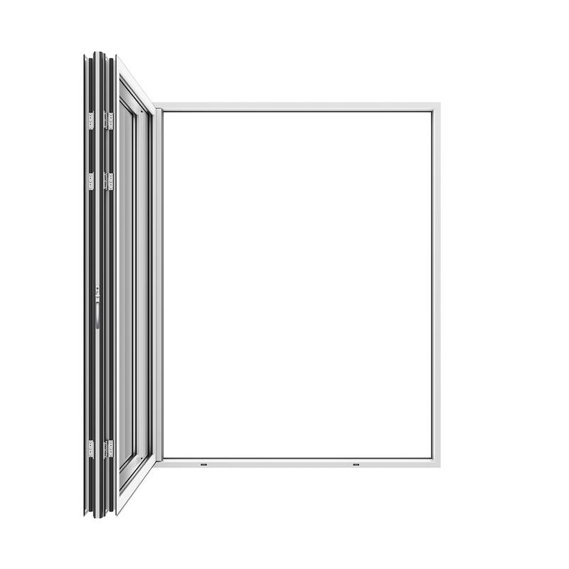KaMic Elite-Fold 72" x 80" 2-Panel Aluminum Folding Door in White with Hidden Hinges & Rollers, Folded Out From Right To Left
