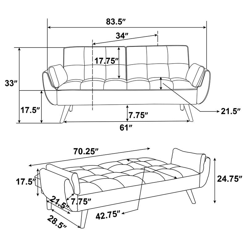 Caufield Upholstered Tufted Convertible Sofa Bed
