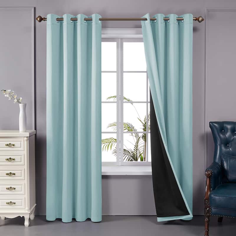 Deconovo 100 Percent Blackout Double Layers Lined Curtain (2 Panel) - 52x108 Inch - Sky Blue