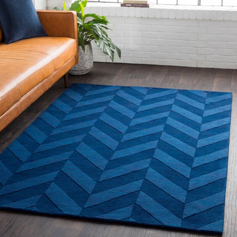 Livabliss Alpine Hand-woven Tone-on-tone Zig-Zag Wool Area Rug