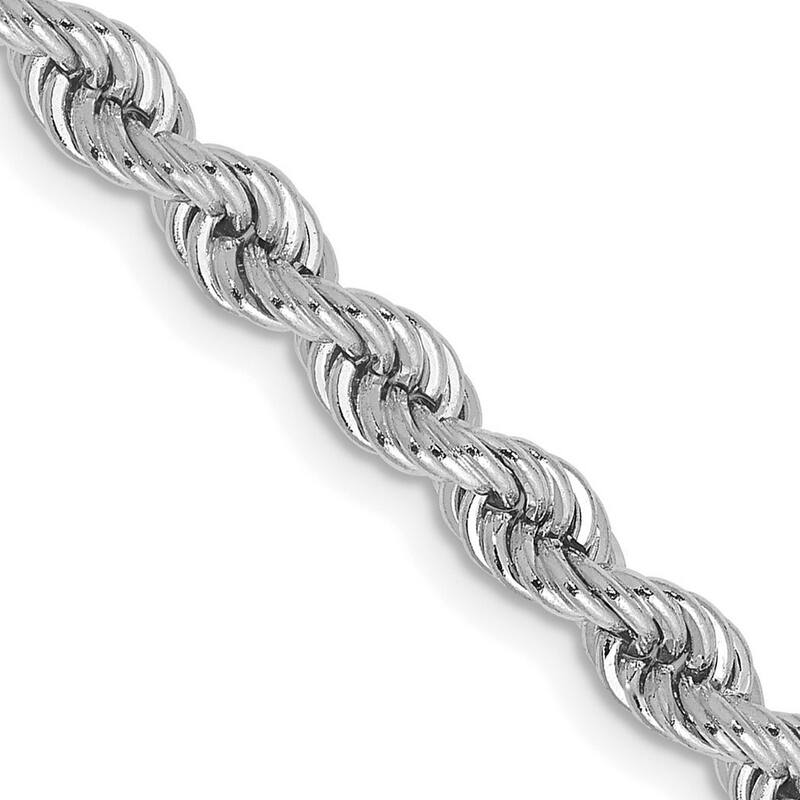 Curata 14k White Gold Solid 4.0mm Handmade Regular Rope Bracelet Lobster Claw