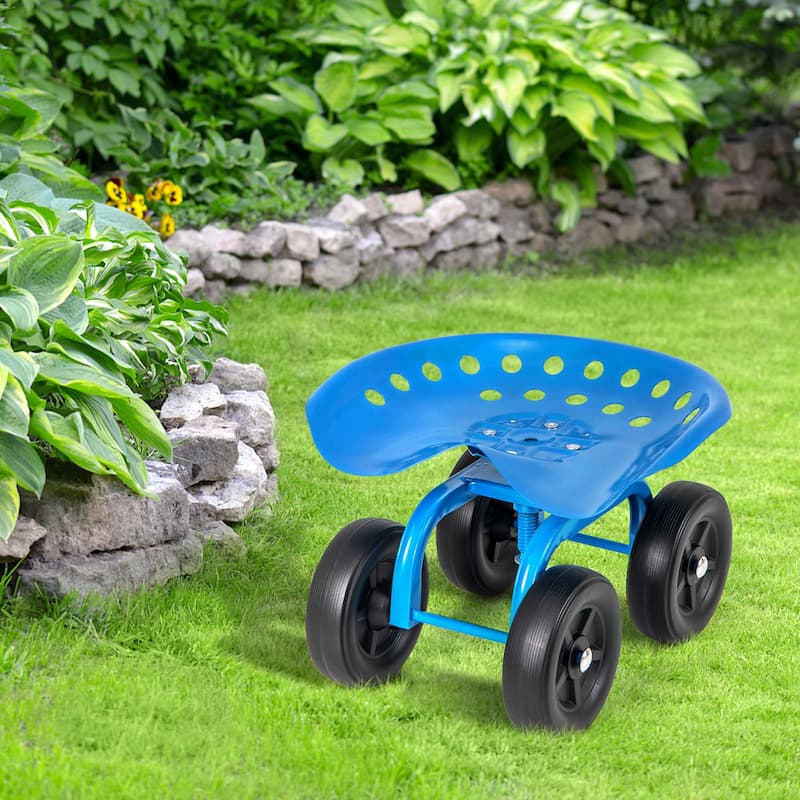 Costway Rolling Garden Cart Heavy Duty Workseat with 360° Swivel Seat - See Details