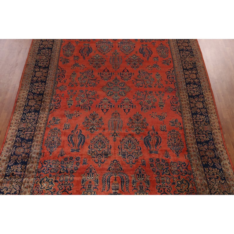 Pre-1900 Antique Vegetable Dye Manchester Kashan Persian Large Rug - 10'3" x 16'3"