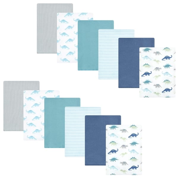 slide 1 of 1, Hudson Baby Flannel Burp Cloth 12pk, Soft Teal Dino, One Size - Soft Teal Dino - One Size One Size - Soft Teal Dino