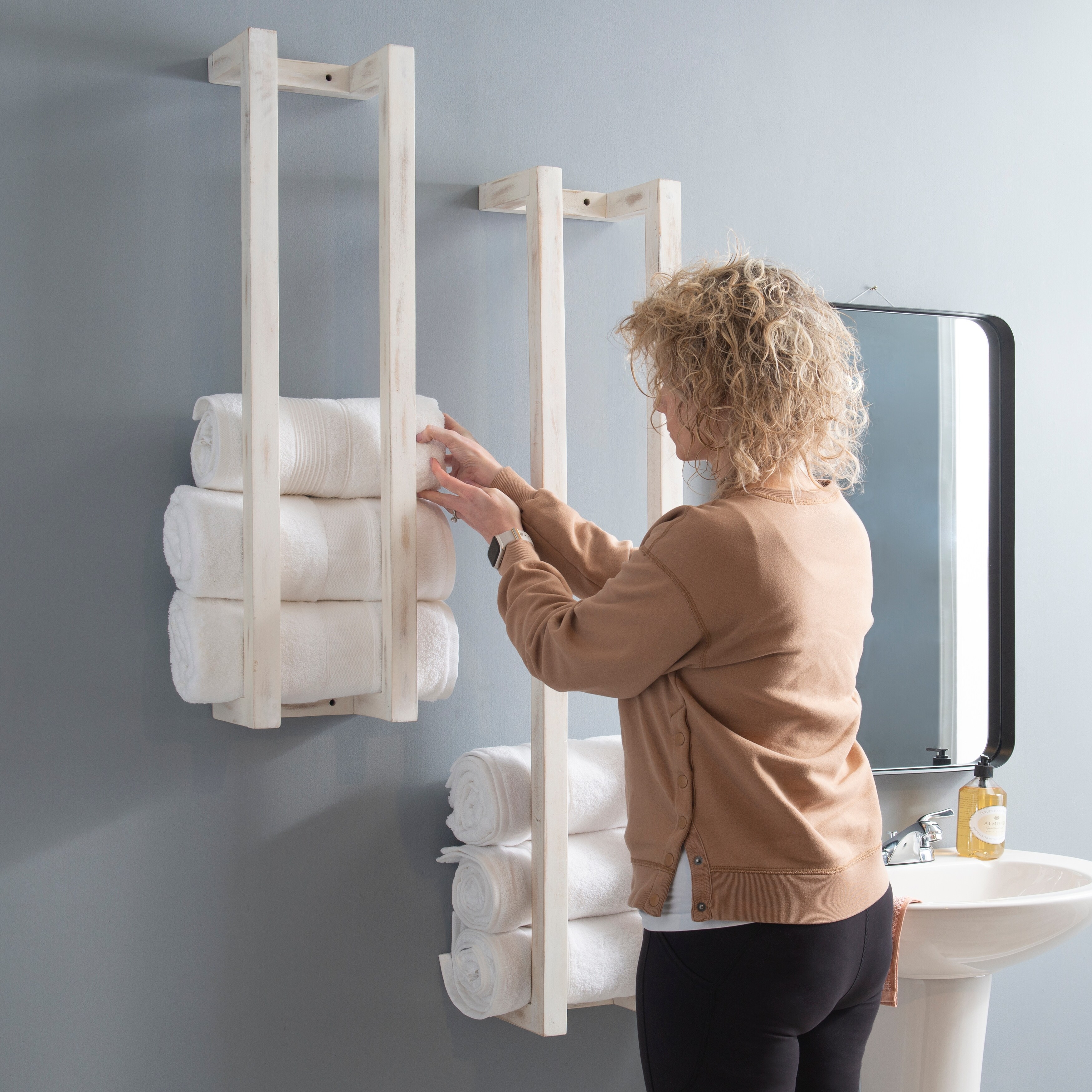 thumbnail image 2 of Towel Rack Wall Mounted For Bathroom, Waxies Desing Metal Bath Towel Holder Storage Hand Towels 2 of 11