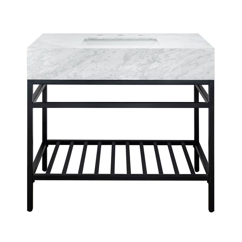 TEHOME Mayana 36'' Free-standing Single Bathroom Vanity with Carrara Marble Vanity Top