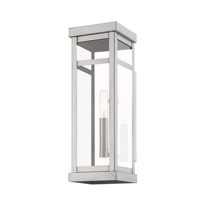 Livex Lighting 1-light Brushed Nickel Outdoor Wall Lantern, 20703-91 - 5" W X 15" H X 5.5" EXT