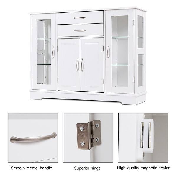 Shop Costway Buffet Storage Cabinet Console Cupboard W Glass Door