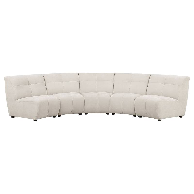 Hia 5 Piece L Shaped Modular Sectional Sofa, Tufted Ivory