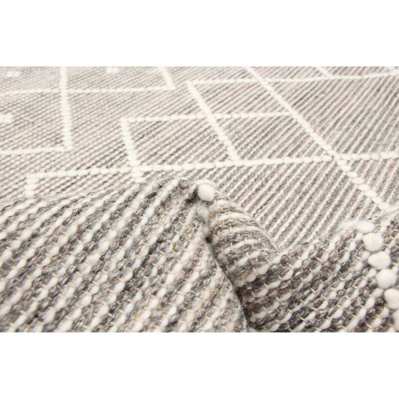 ECARPETGALLERY Braid weave Sienna Grey Wool Rug - 5'3 x 7'8