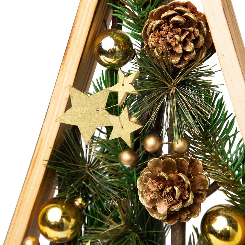 Reindeer and Pinecones Artificial Wooden Tree Christmas Decoration - 20.5"