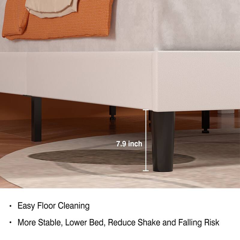 VECELO Upholstered Beds With Diamond Tufted Headboard Platform Bed Frame 7.9'' Under Bed Space