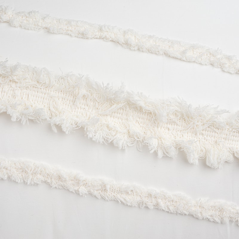 Sweet Jojo Designs Ivory Bohemian Boho Chic 84in Window Treatment Curtain Panel Pair Farmhouse Minimalist Macrame Tufted Fringe