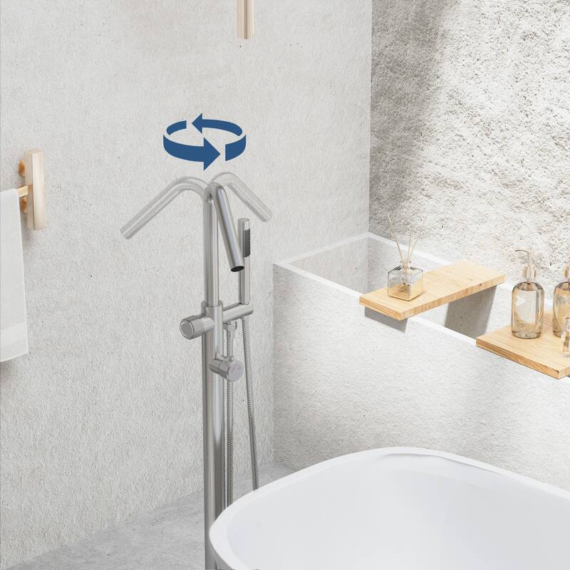 Modland 46''H Outdoor Shower System 316 Stainless Steel Thermostatic Freestanding Poolside Faucet with Swivel Spout - 46'' H