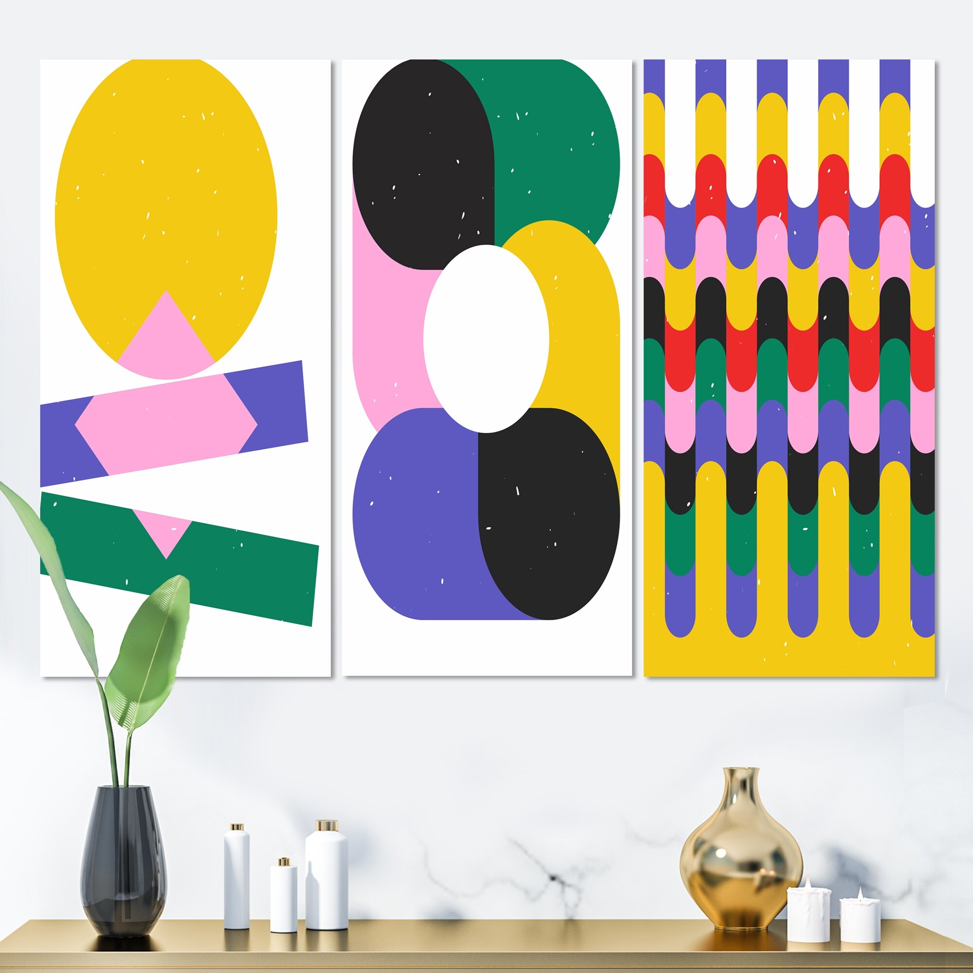 Retro Abstract Minimalist Colorful Geometrics VII - Modern Art Print by Designart-image