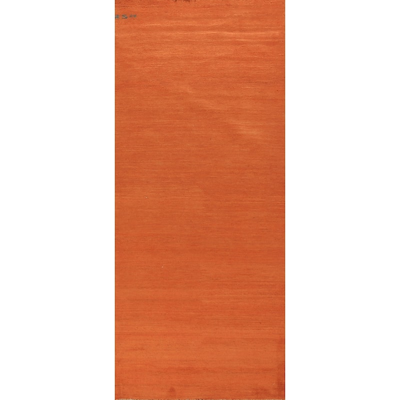 Orange Gabbeh Oriental Runner Rug Hand-Knotted Wool Carpet - 3'0" x 9'10"