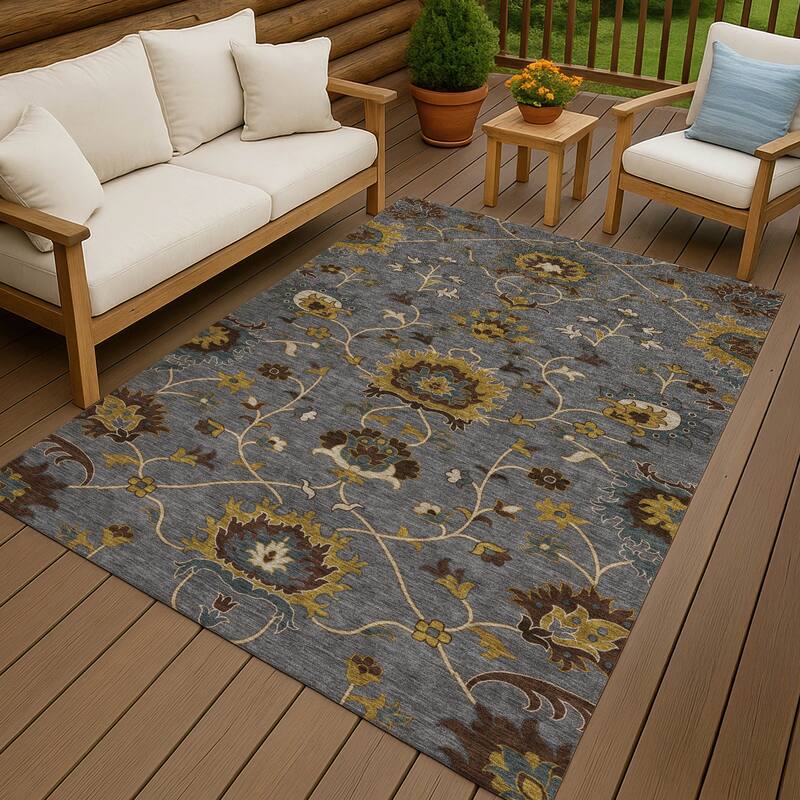 Machine Washable Indoor/ Outdoor Traditional Luna Chantille Rug