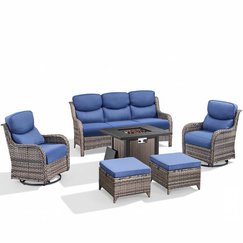 Pocassy 30 In Outdoor Fire Pits with Patio Sofa Swivel Glider Chari Furniture.