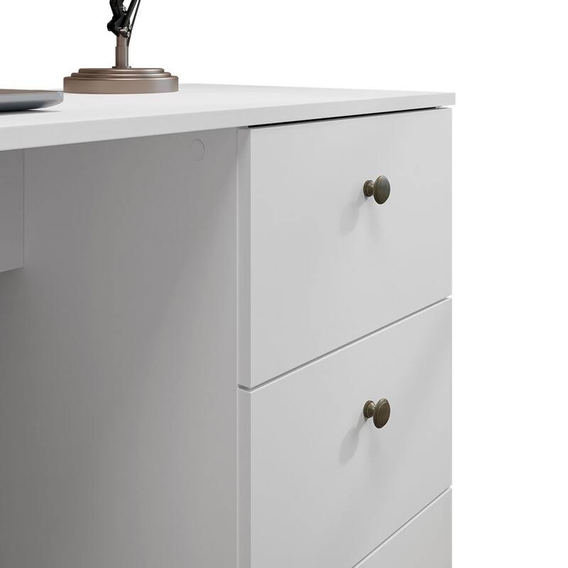 Madesa Home Office Gaming Computer Desk, Cable Management and Large Monitor Stand, 30" H x 18" D x 53" W - White