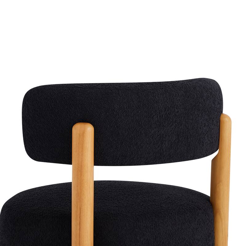 Modern Farmhouse Armless Chair, Wooden Base Featuring Thatched Roof Rod Design, Cozy Upholstered Chair for Living Room