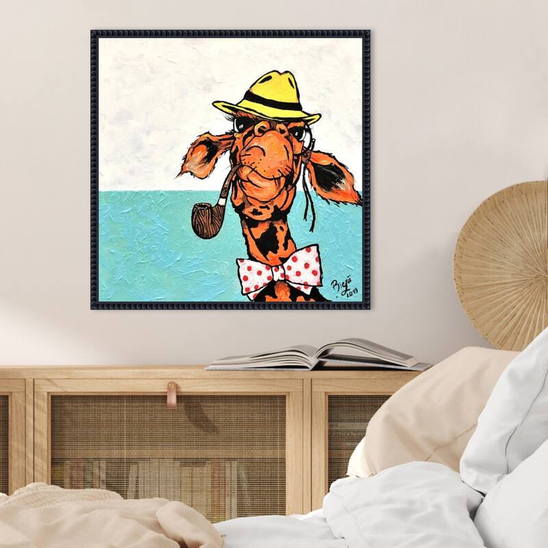 Mister Handsome by Anda Bieza Framed Canvas Wall Art Print - Sylvie Beaded Black