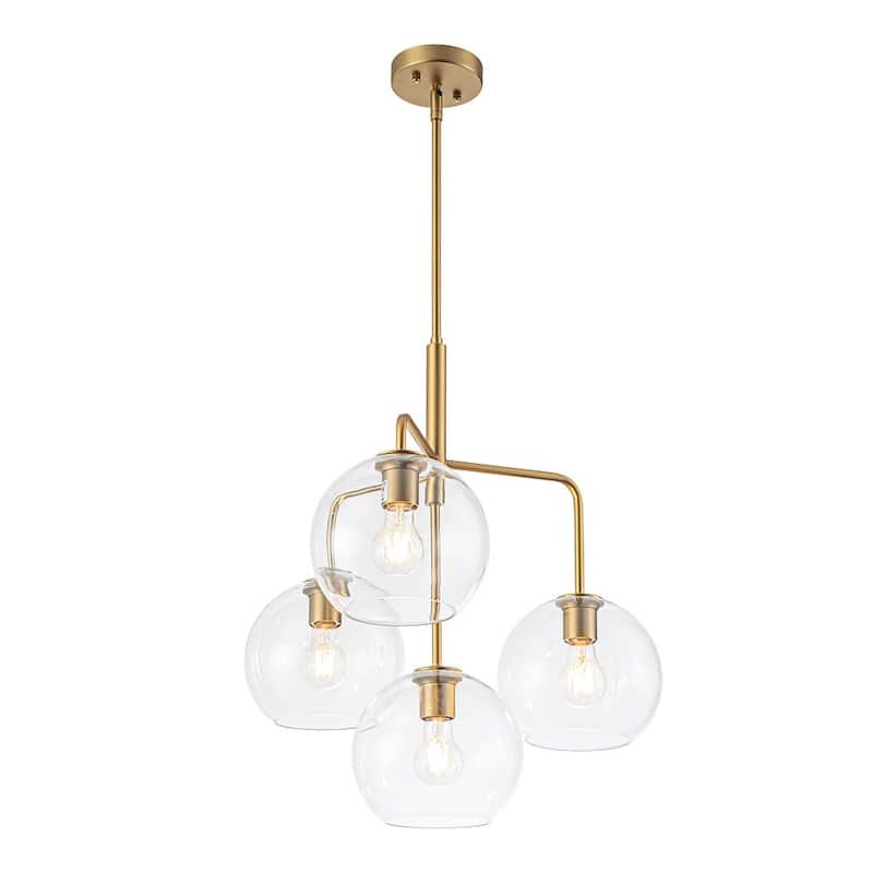 Contemporary Glass Globe 4-Light Sputnik Pendant Chandelier