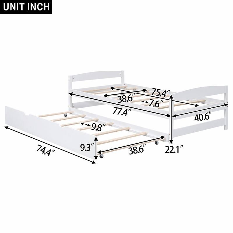 Twin Size Platform Bed with Twin Size Trundle