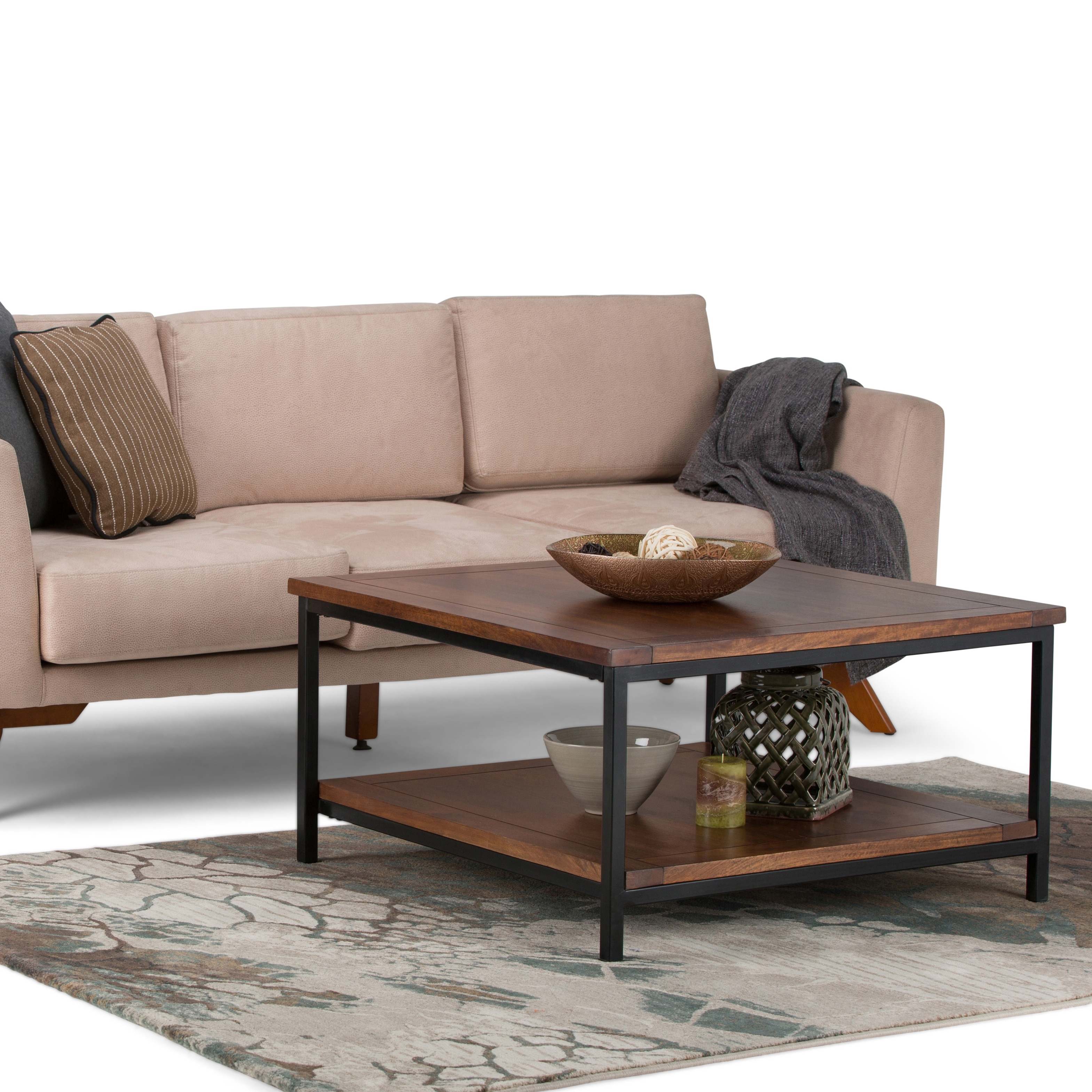 Wyndenhall Rhonda Solid Mango Wood And Metal 34 Inch Wide Square Modern Industrial Coffee Table 34 W X 34 D X 18 H Overstock 13688521