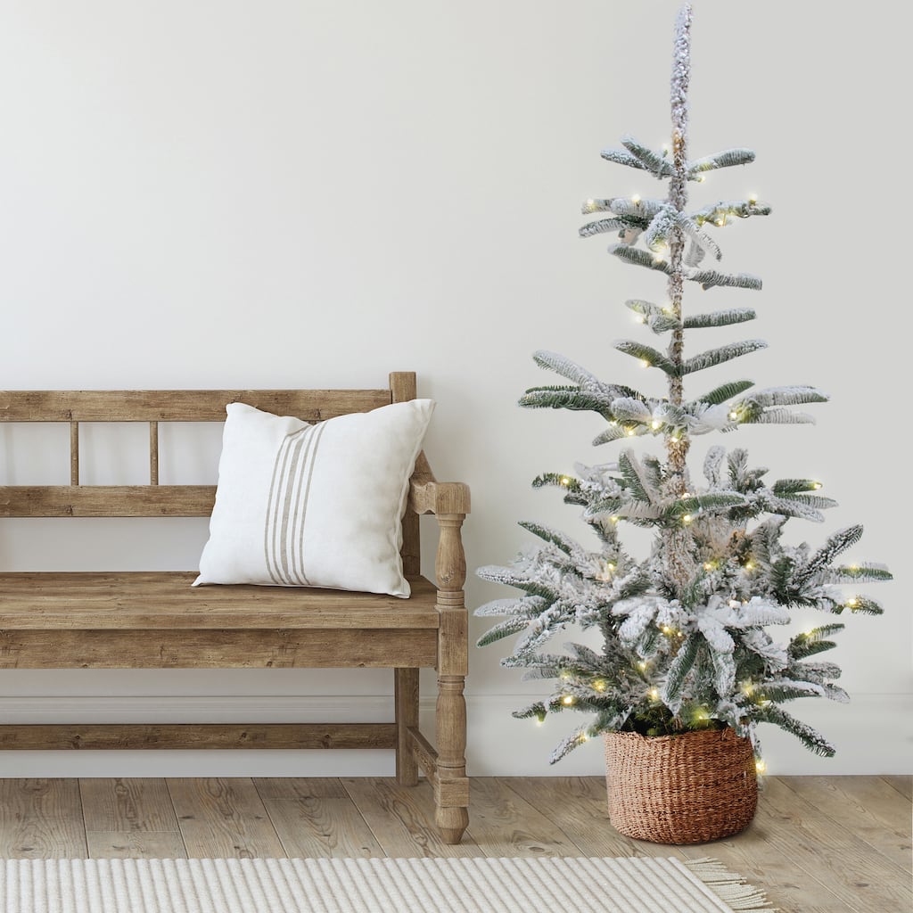 6.5' Flocked Slim Nordmann Fir Artificial Christmas Tree Clear LED - 6.5 Foot