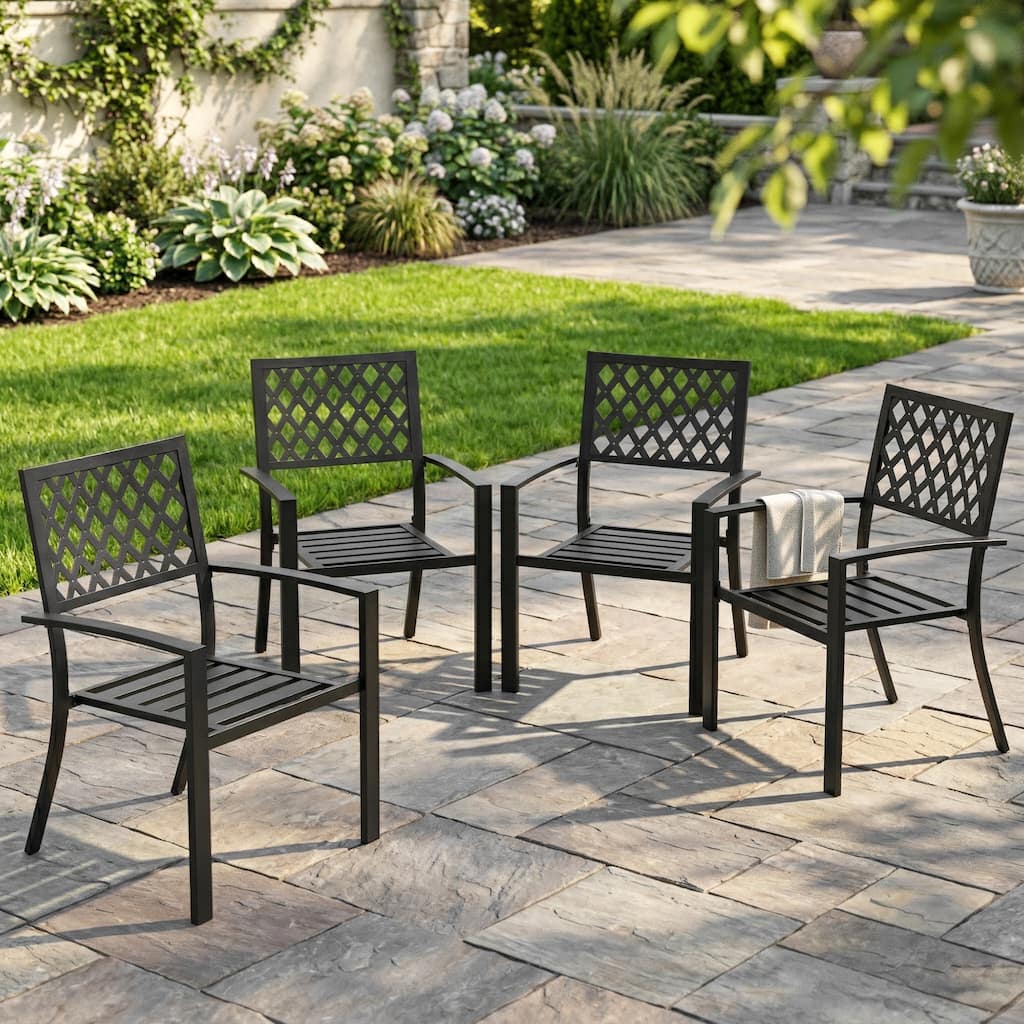 Nuu Garden Outdoor 4-Piece Patio Chair Set, Powder-coated Iron Finish
