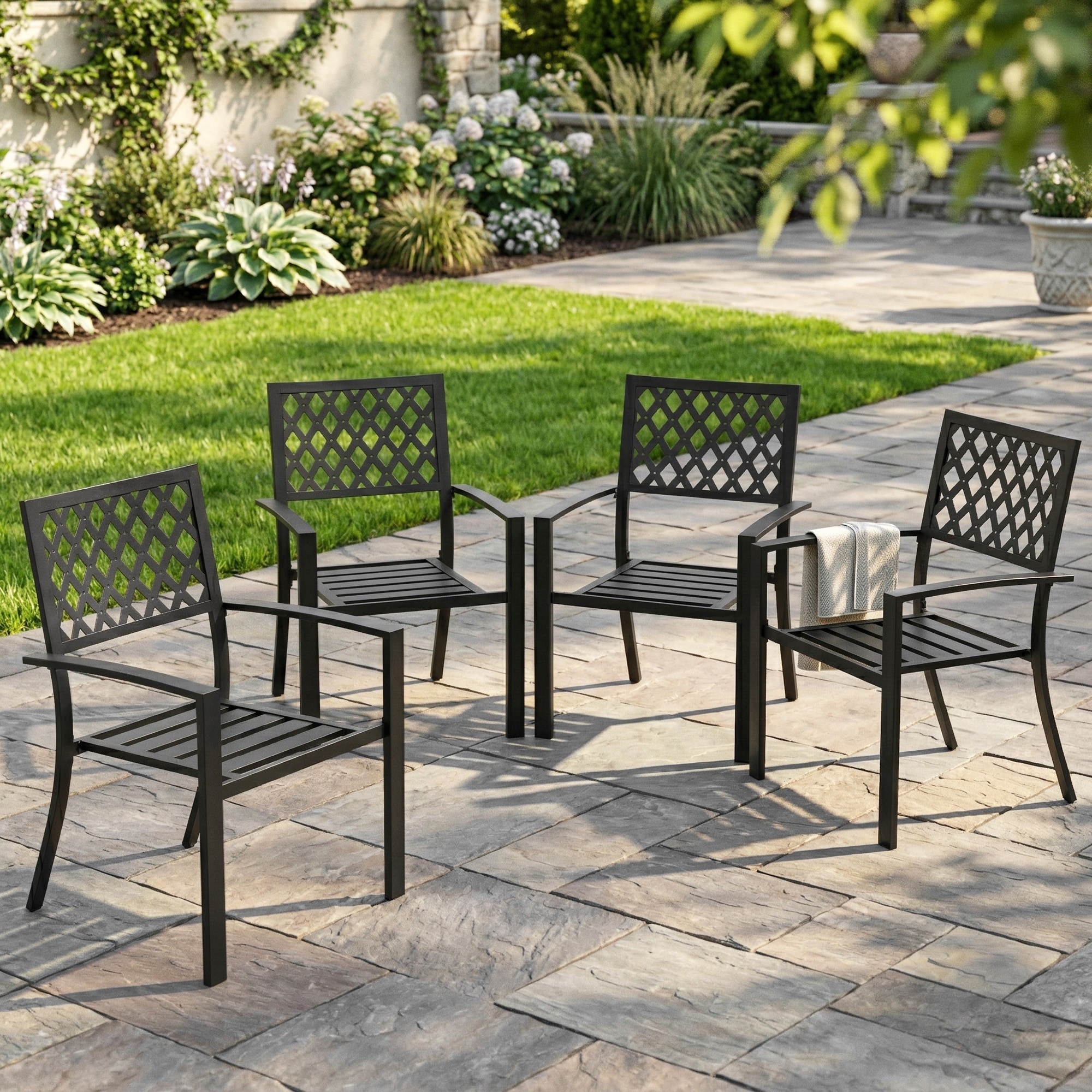 Nuu Garden Outdoor 4-Piece Patio Chair Set, Powder-coated Iron Finish