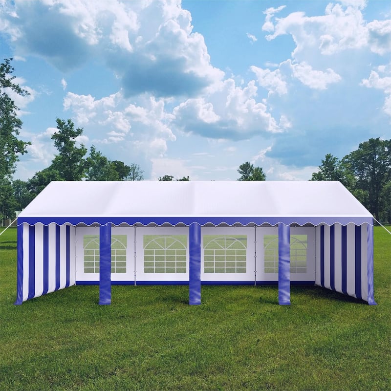 13 x 26 ft Wedding Party Tent with 8 Removable Walls Outdoor PE/Iron Heavy Duty Gazebo Canopy Tent