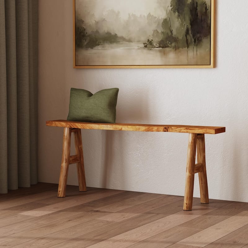 Natural Solid Wood Entryway Bench by East at Main