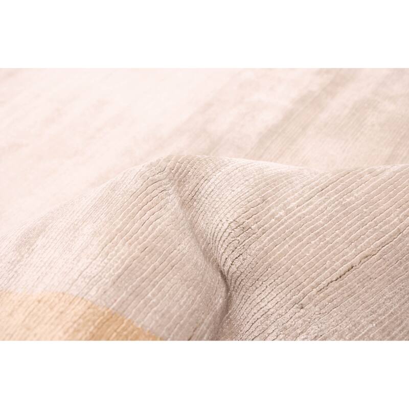 ECARPETGALLERY Hand Loomed Shimmer Beige Viscose Rug - 6'7 x 9'9