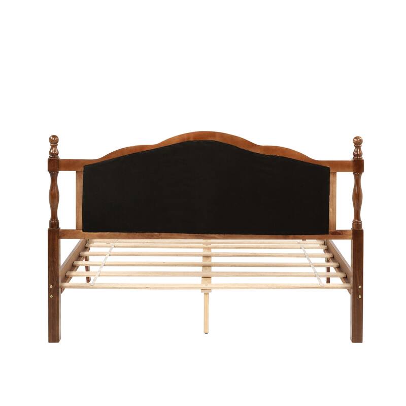 Queen Size Upholstered Platform Bed with Headboard and Panel Footboard