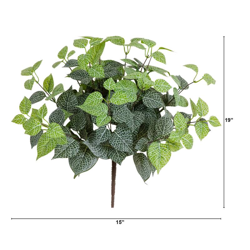 19-in UV Resistant Artificial Fittonia Bush - Set of 3