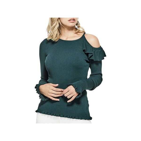 Guess Womens Pullover Top Knit Cold Shoulder