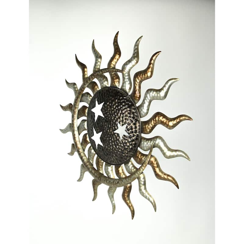 Multi-Tone Celestial Sun Moon And Stars 25 Inch Metal Wall Hanging